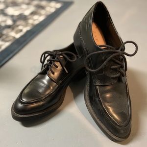 ZARA BLACK LEATHER LACE UP OXFORD SHOES